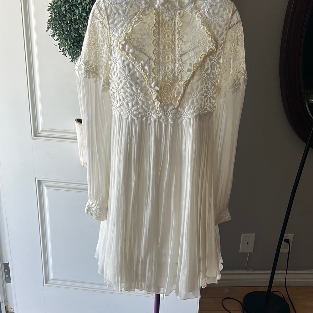 Free People White Lace Long Sleeve Dress.  Vintage